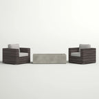 Outdoor Rattan Wicker Seating Set With Cushions 2 Person Patio Furniture - Espresso / Gray
