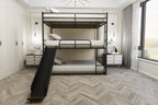 Full Size House Loft Bed With Slide And Ladder - Black