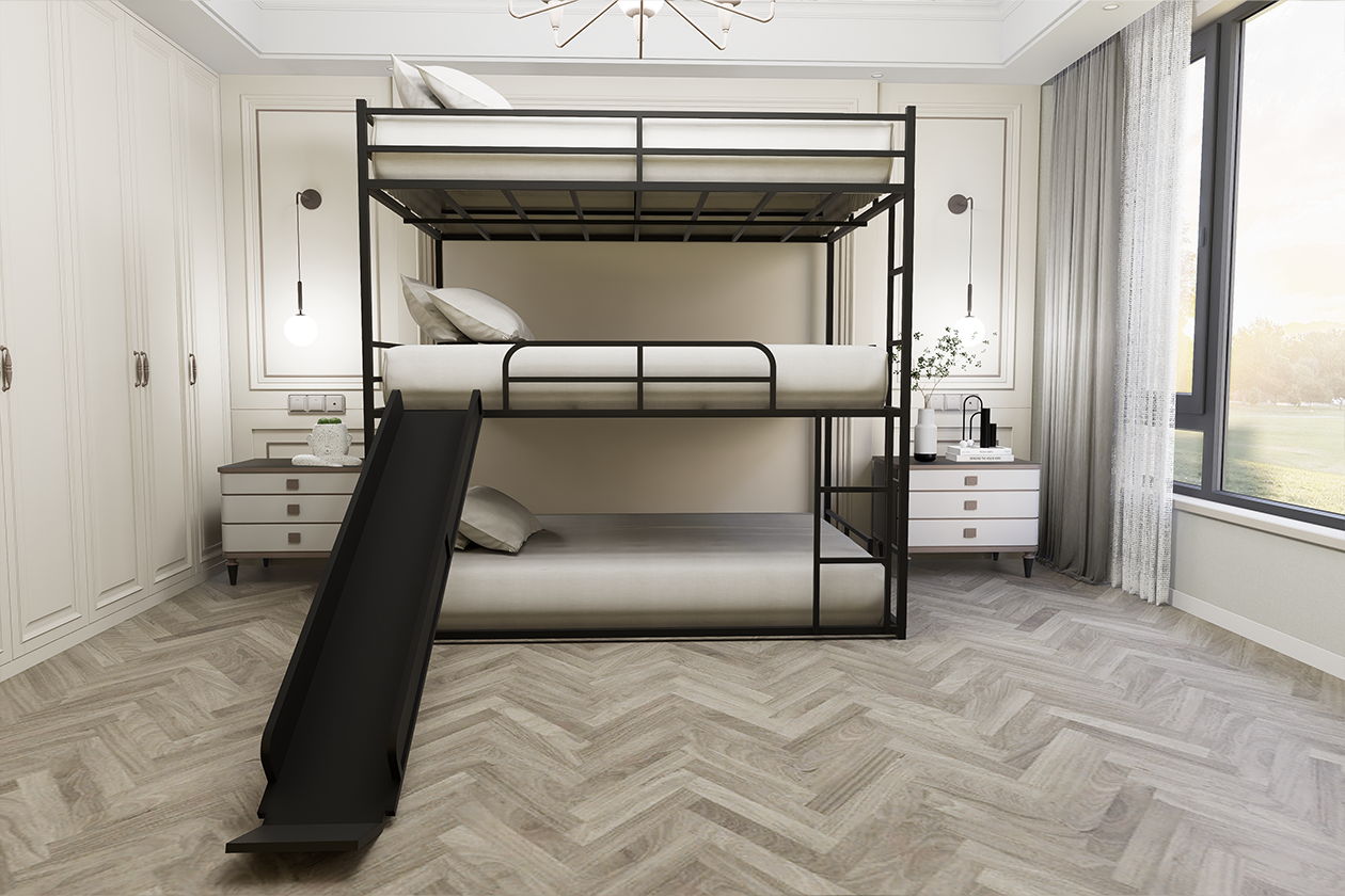 Full Size House Loft Bed With Slide And Ladder - Black