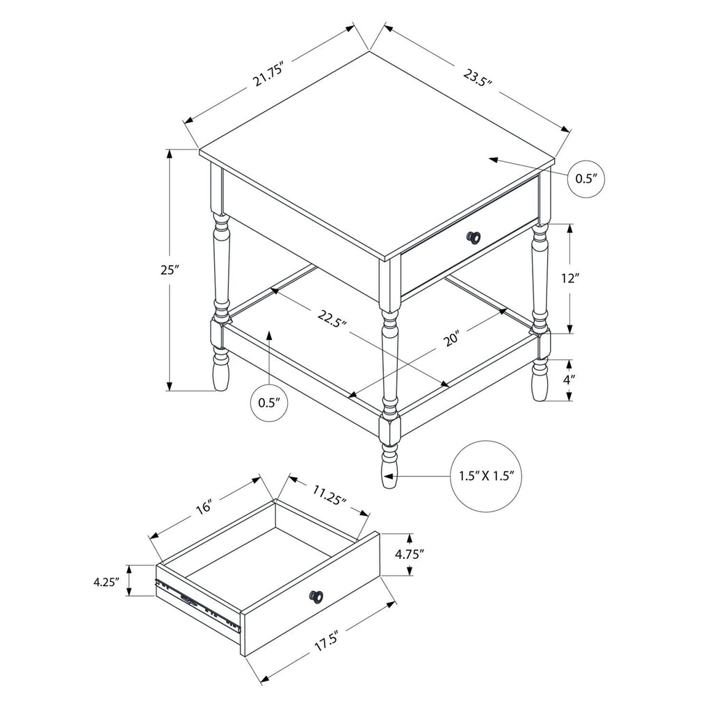 Accent - Table, 2 Tier, Square, Traditional - Walnut