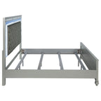Gunnison Wood Eastern King LED Panel Bed Silver Metallic