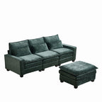 Modern Comfy L Shaped Sectional Sofa With Movable Ottoman