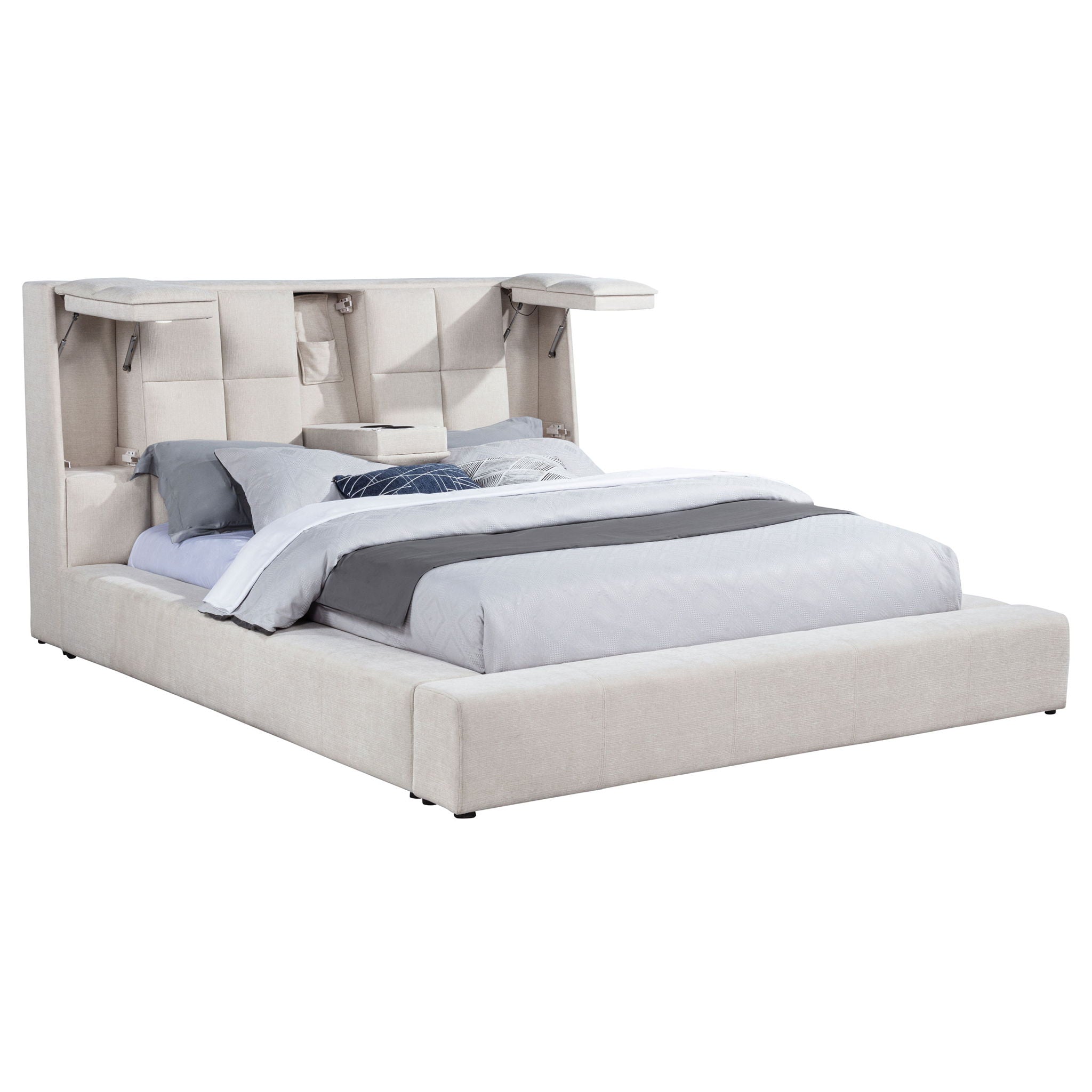 Dreux Upholstered Eastern King Panel Platform Bed Cream