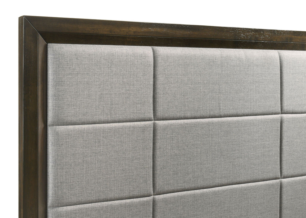 Atlas 63-inch California King Upholstered Panel Bed Grey and Dark Oak