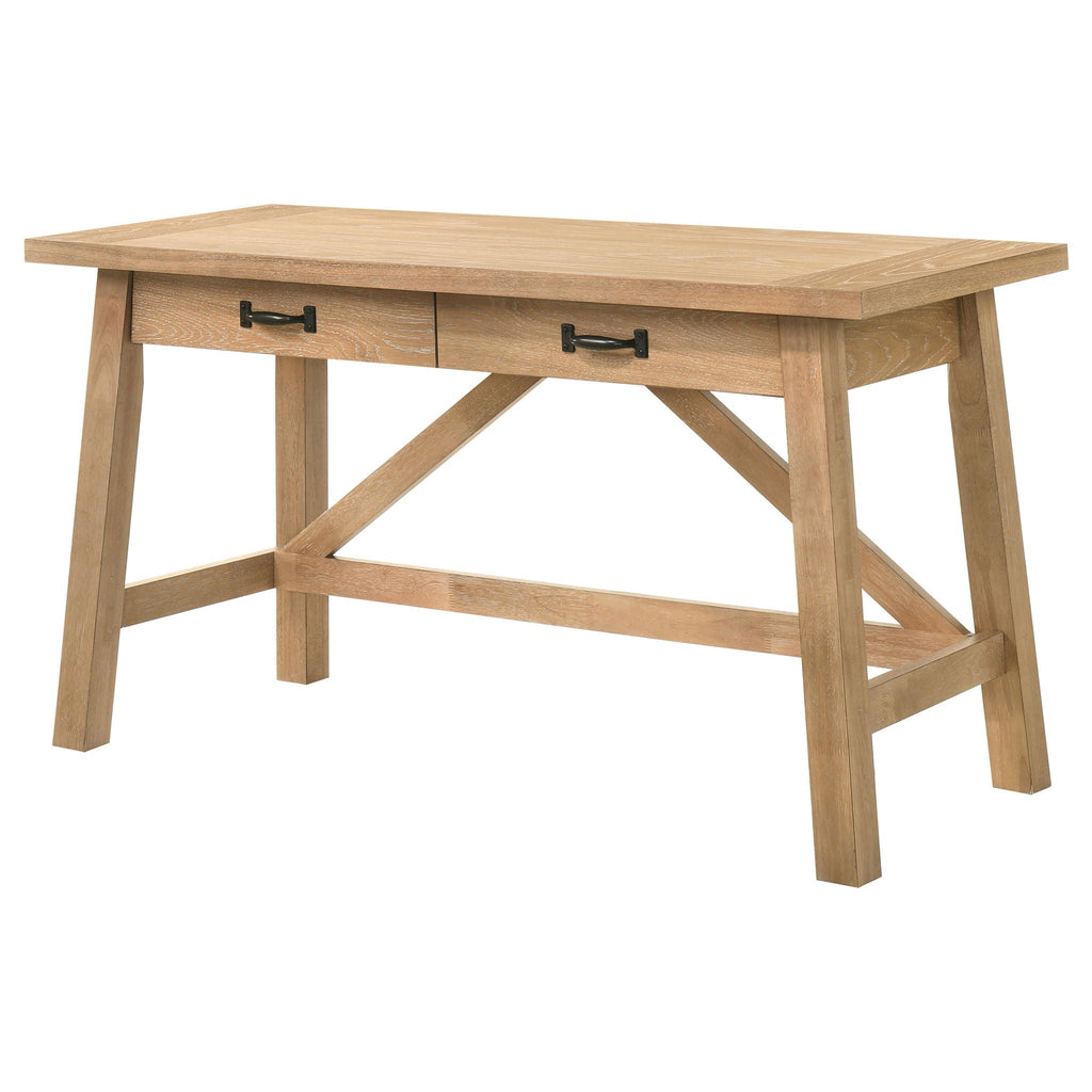 Fabian 54-inch 2-drawer Computer Writing Desk Distressed Light Brown