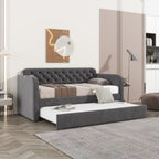 Upholstered Daybed With Trundle And USB Charging Design
