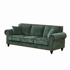 3 Seater Sofa With Tufted Upholstery, Rolled Arms, Nailhead Trim
