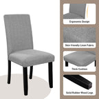 5 Piece Round Dining Table Set, Dining Table And 4 Upholstered Chairs For Dining Room, Kitchen Room, Living Room - White / Gray