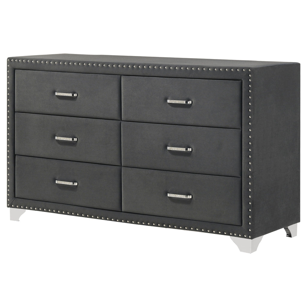 Melody 6-drawer Upholstered Dresser Grey