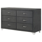 Melody 6-drawer Upholstered Dresser Grey