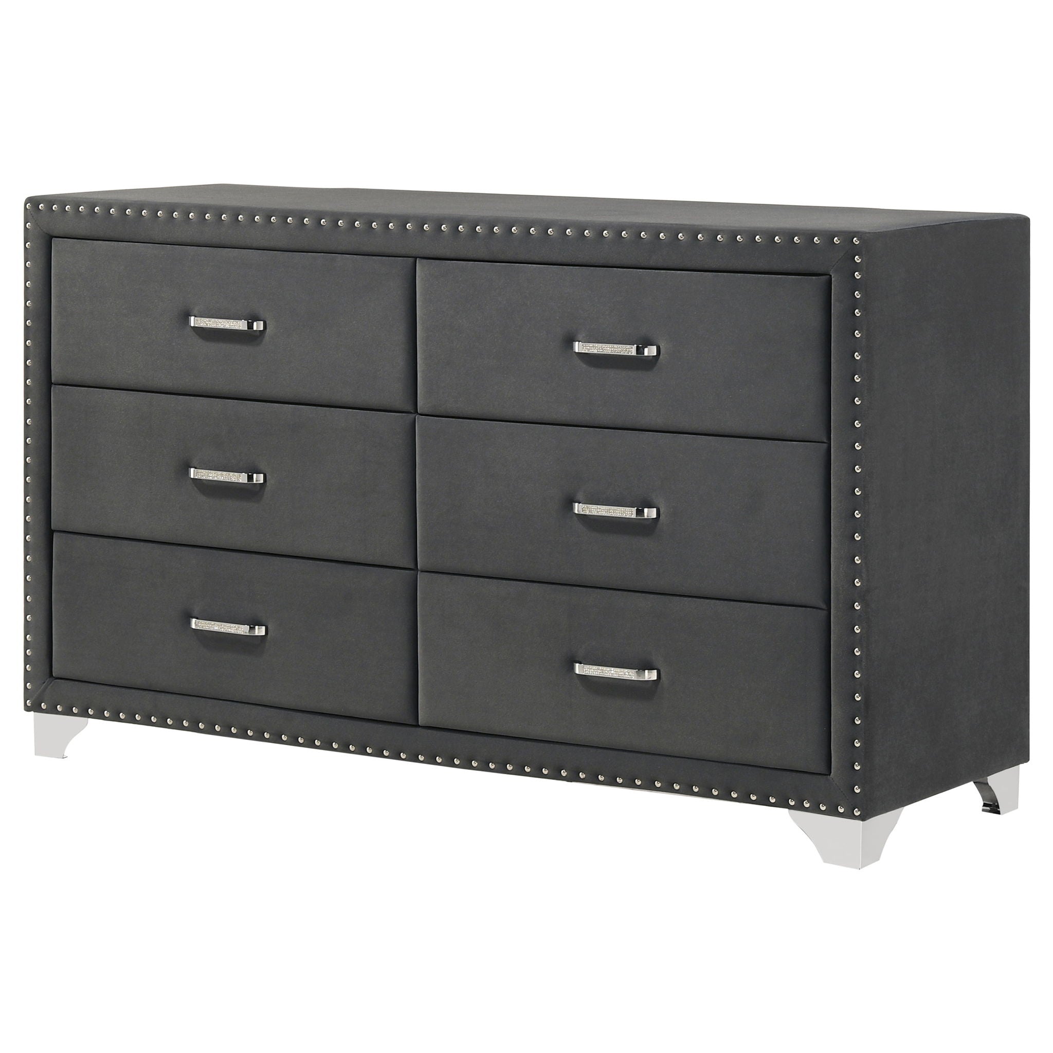 Melody 6-drawer Upholstered Dresser Grey