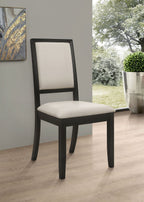 Louise Upholstered Wood Dining Side Chair Black (Set of 2)