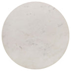 Aldis Round Marble Top Side End Table White and Natural