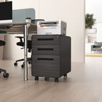 3 Drawer Mobile File Cabinet Under Desk Office, Simple Style Versatile Storage Cabinet For Legal / Letter / A4 Files, 5 Wheel Design Anti-Tilting Cold Rolled Steel Waterproof Moisture-Proof