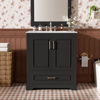 Bathroom Vanity With Sink, 1 Divided Drawer And 2 Soft Close Doors With Double Shelf