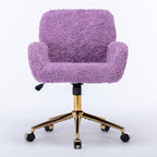 Office Chair, Artificial Rabbit Hair Home Office Chair With Metal Base, Adjustable Desk Chair Swivel Office Chair, Vanity Chair