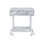 Wither - Accent Table - White Printed Faux Marble & Chrome