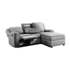 Destiny - Linen Sectional Sofa With Dropdown Table - Gray