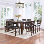 Urbana - Counter Height Bench - Black Synthetic Leather & Espresso