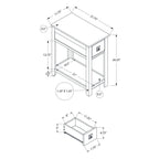 Accent End Table, 2 Tier, Narrow, Lamp, Storage Drawer, Charming Design