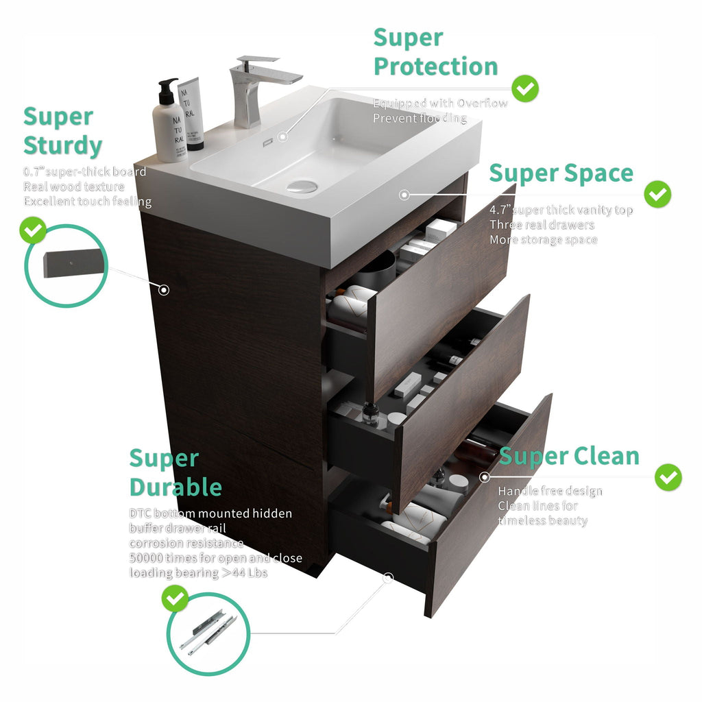 Alice - Bathroom Vanity With Large Storage, Freestanding
