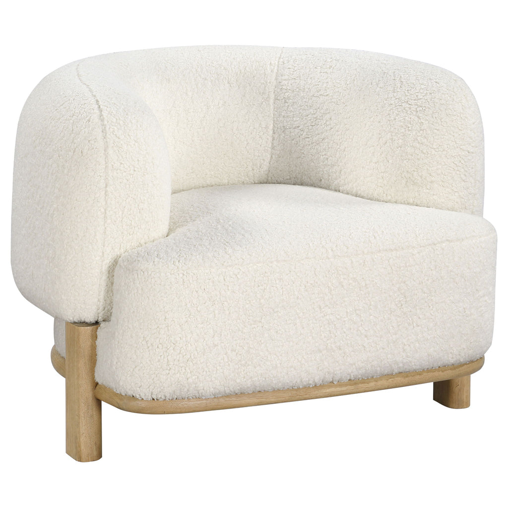 Lawler Upholstered Barrel Back Accent Chair Ivory and Natural