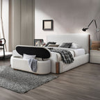 Sandro - Bench With Storage - Beige Boucle & Walnut