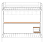 Bettoni Metal Full Over Twin Workstation Bunk Bed Matte White