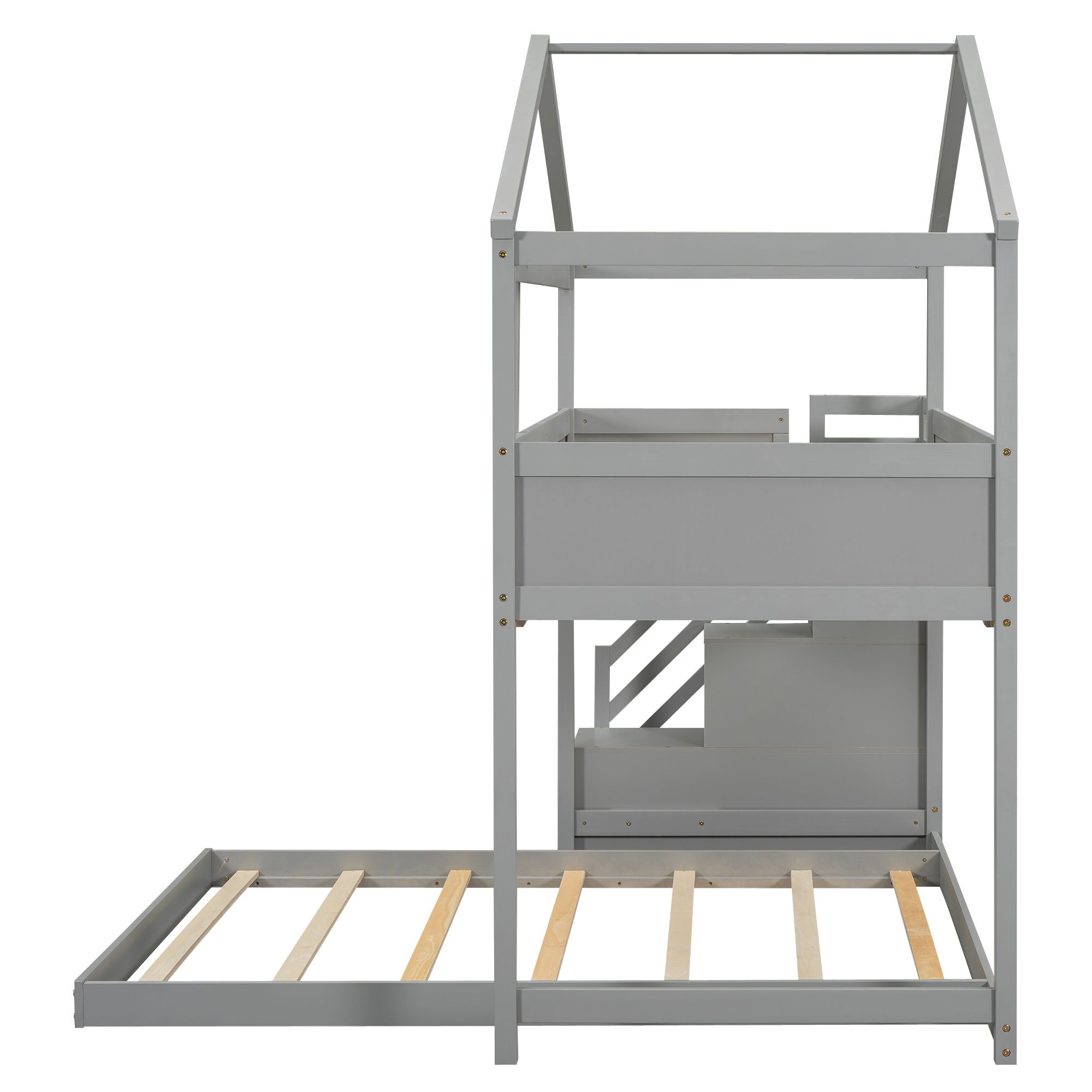 House Style Bunk Bed With Storage Staircase And board