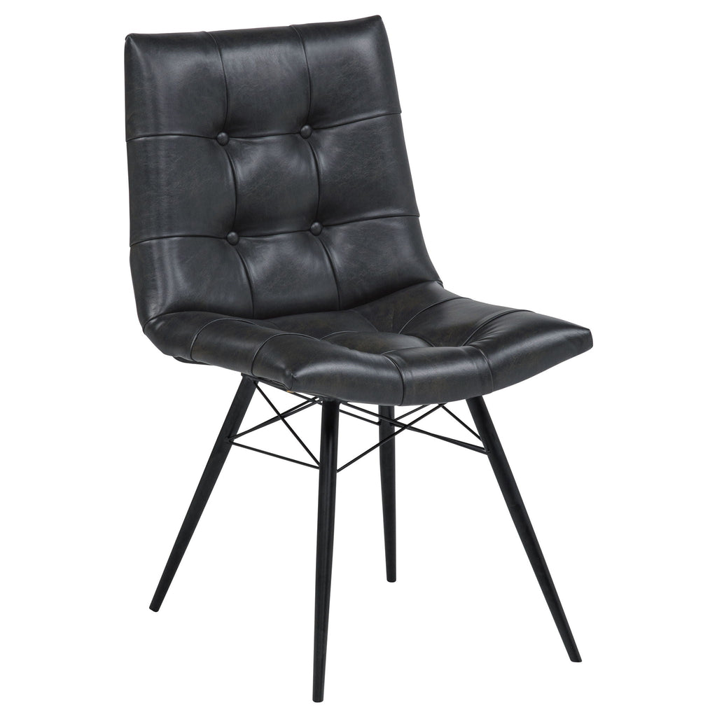 Aiken Faux Leather Upholstered Dining Side Chair Charcoal Grey (Set of 4)