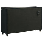 Ravenne 8-drawer Velvet Upholstered LED Dresser Cabinet Black