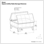 Dover - Multifunctional Lift Top Coffee Table Storage Ottoman