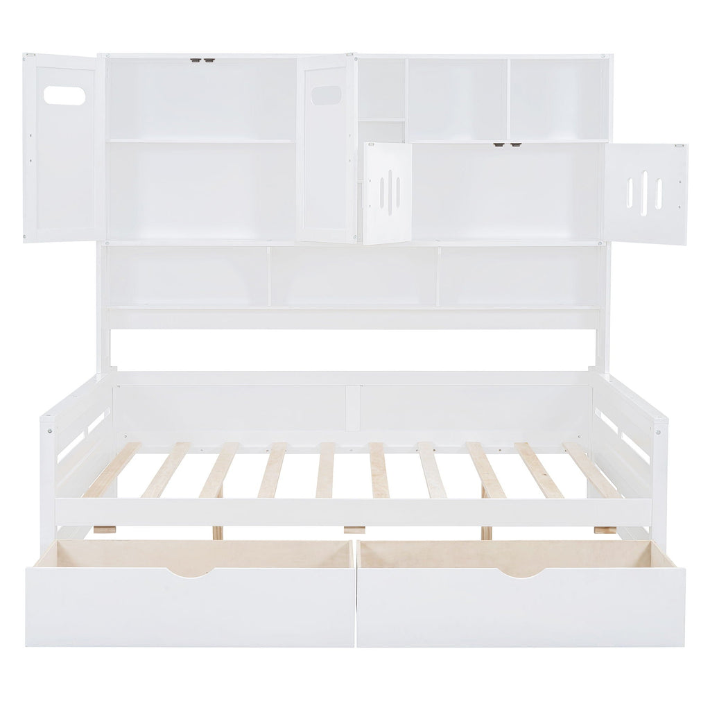 Daybed With All-In-One Cabinet And Shelf