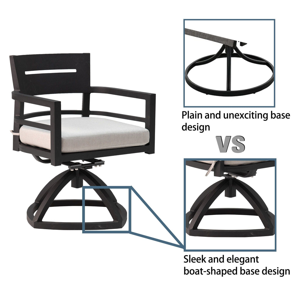 Outdoor Modern Dining Set, Chairs Sunbrella Cushioned And Dining Table With Umbrella Hole