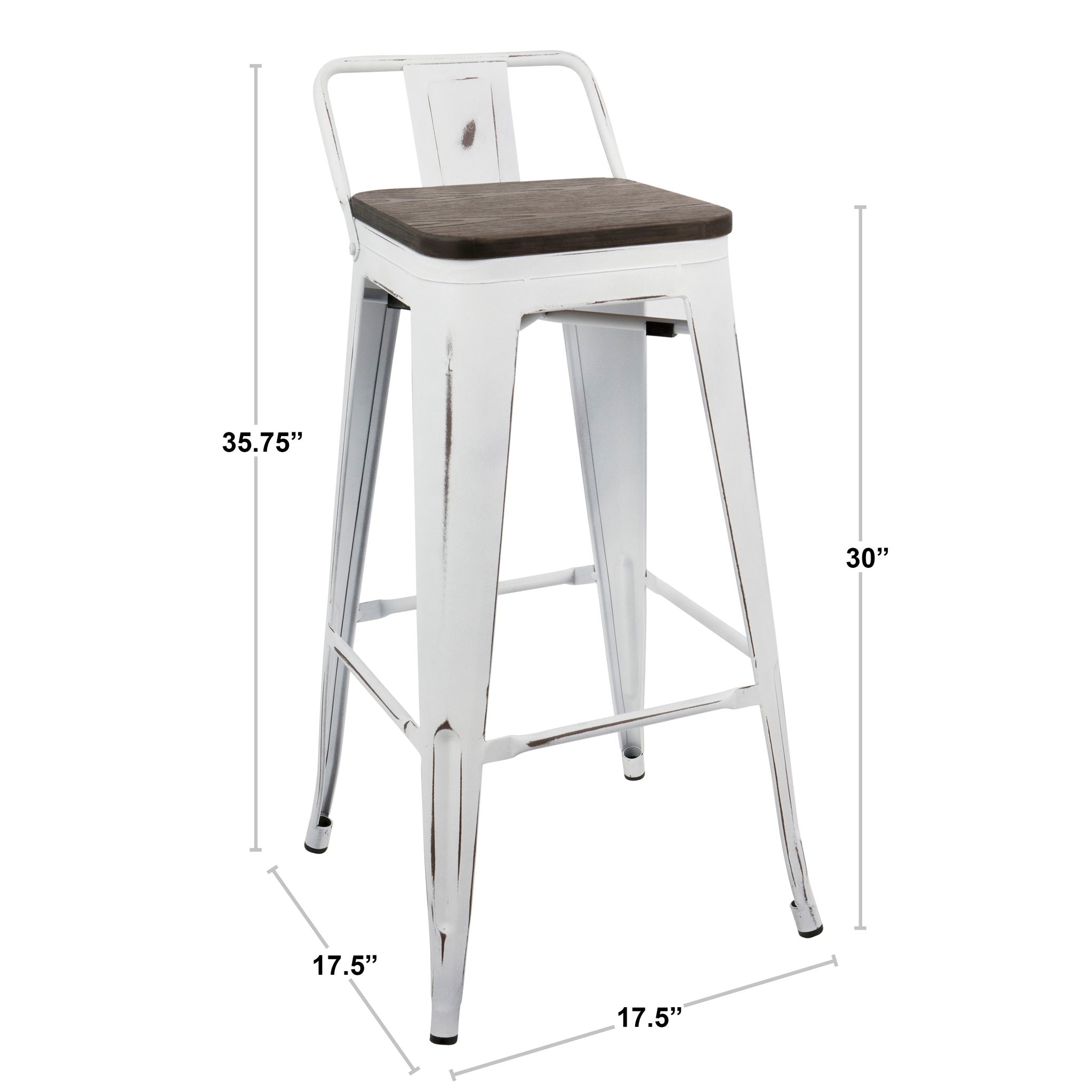 Oregon - Industrial Low Back Barstool (Set of 2) - Black