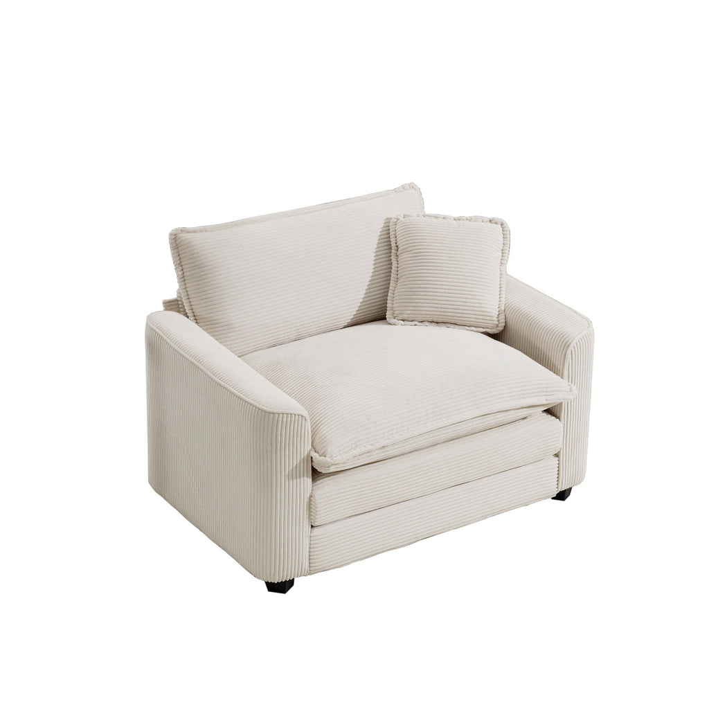 Modern Classic Fabric Single Chair Deep Seat Sofa With Pillow