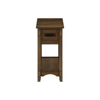 Accent End Table, 2 Tier, Narrow, Storage Drawer, Transitional - Walnut