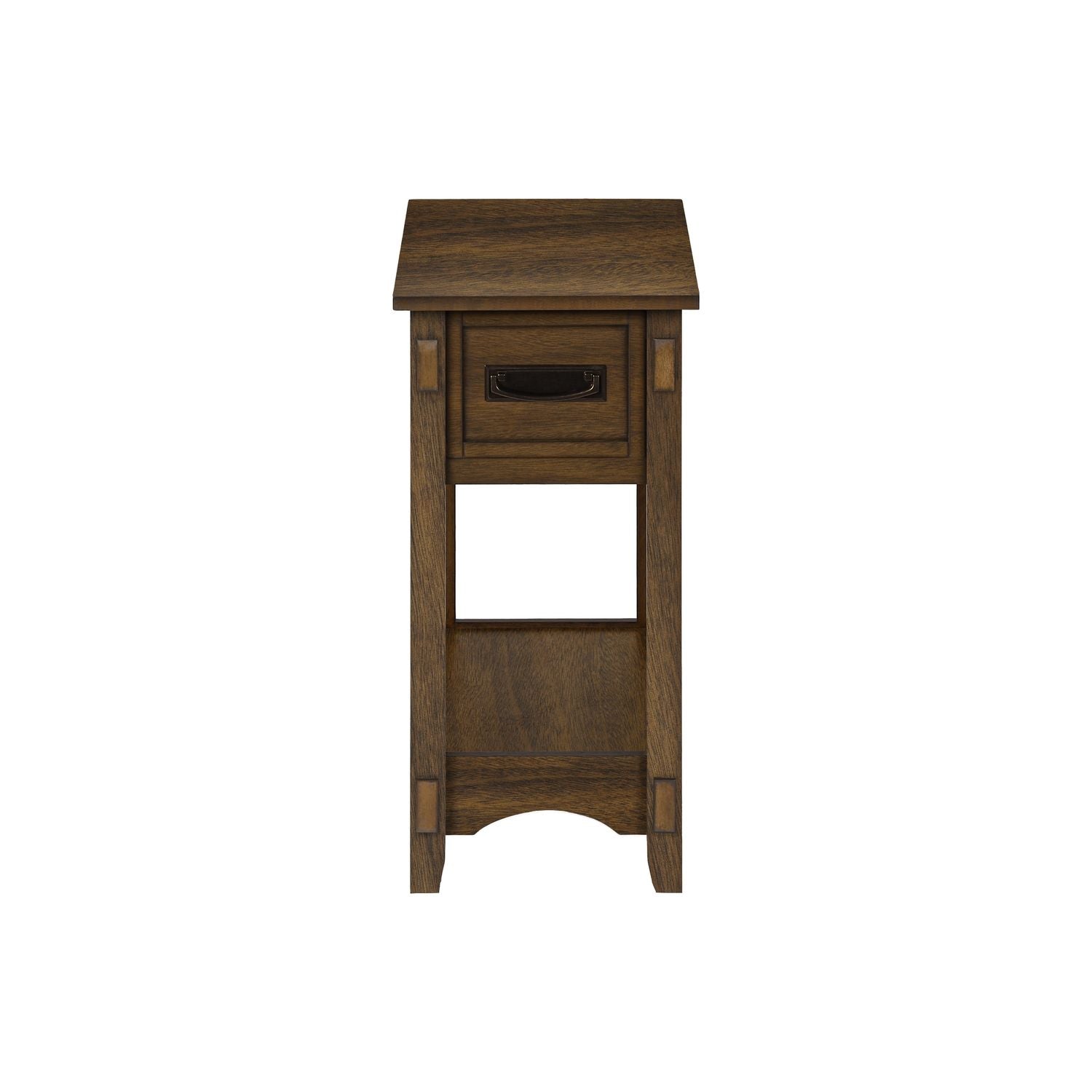 Accent End Table, 2 Tier, Narrow, Storage Drawer, Transitional - Walnut