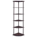 Bonwick 72-inch 5-shelf Corner Bookshelf Cappuccino