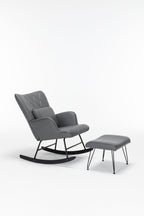 Rocking Accent Chair With Lumbar Pillow And Ottoman