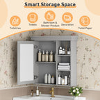 Wall Mounted Bathroom Medicine Cabinet With Mirror And Adjustable Storage With Soft Close Hinges