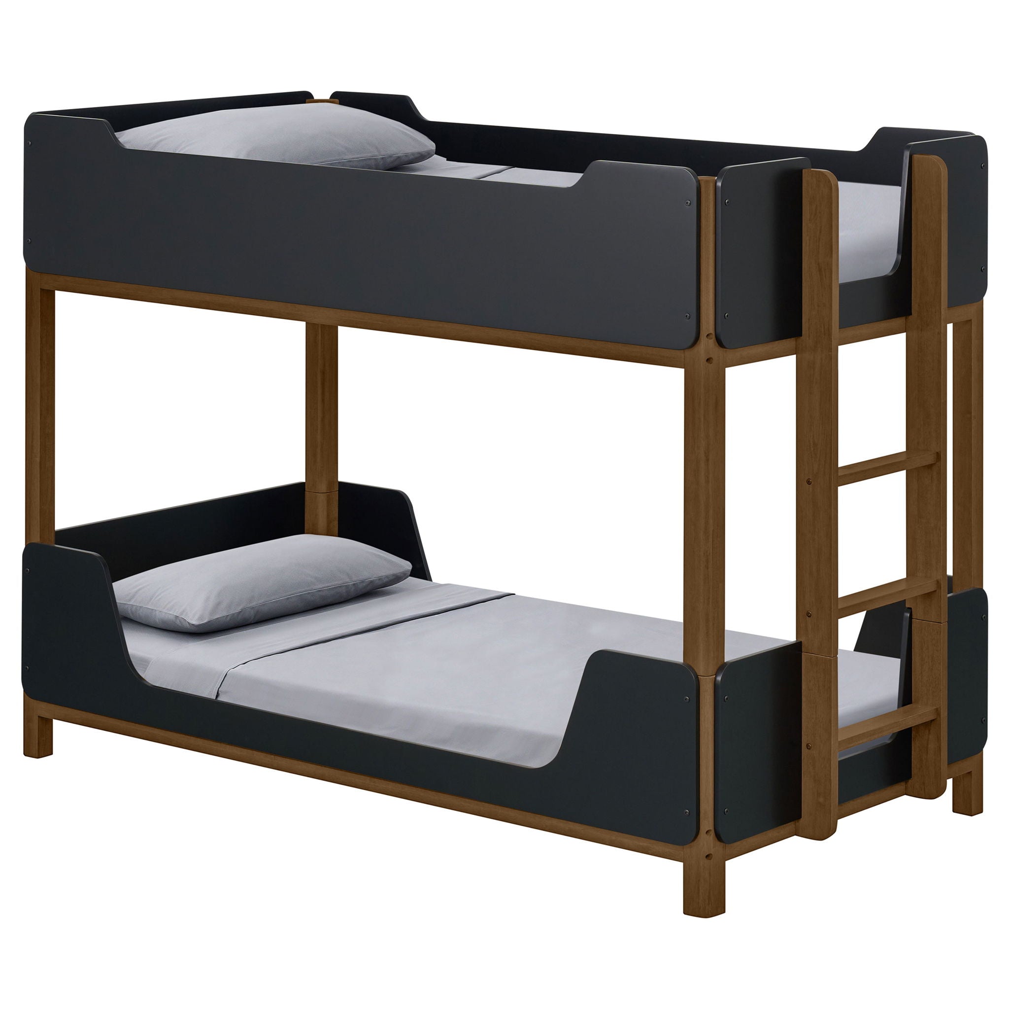 Morris Twin Over Twin Wood Bunk Bed Black and Walnut