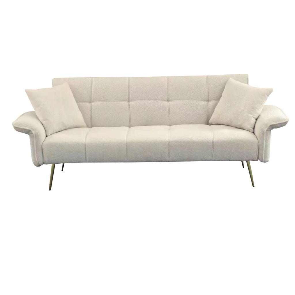 Convertible Double Futon Sofa Bed With Folding Armrests For Living Rooms