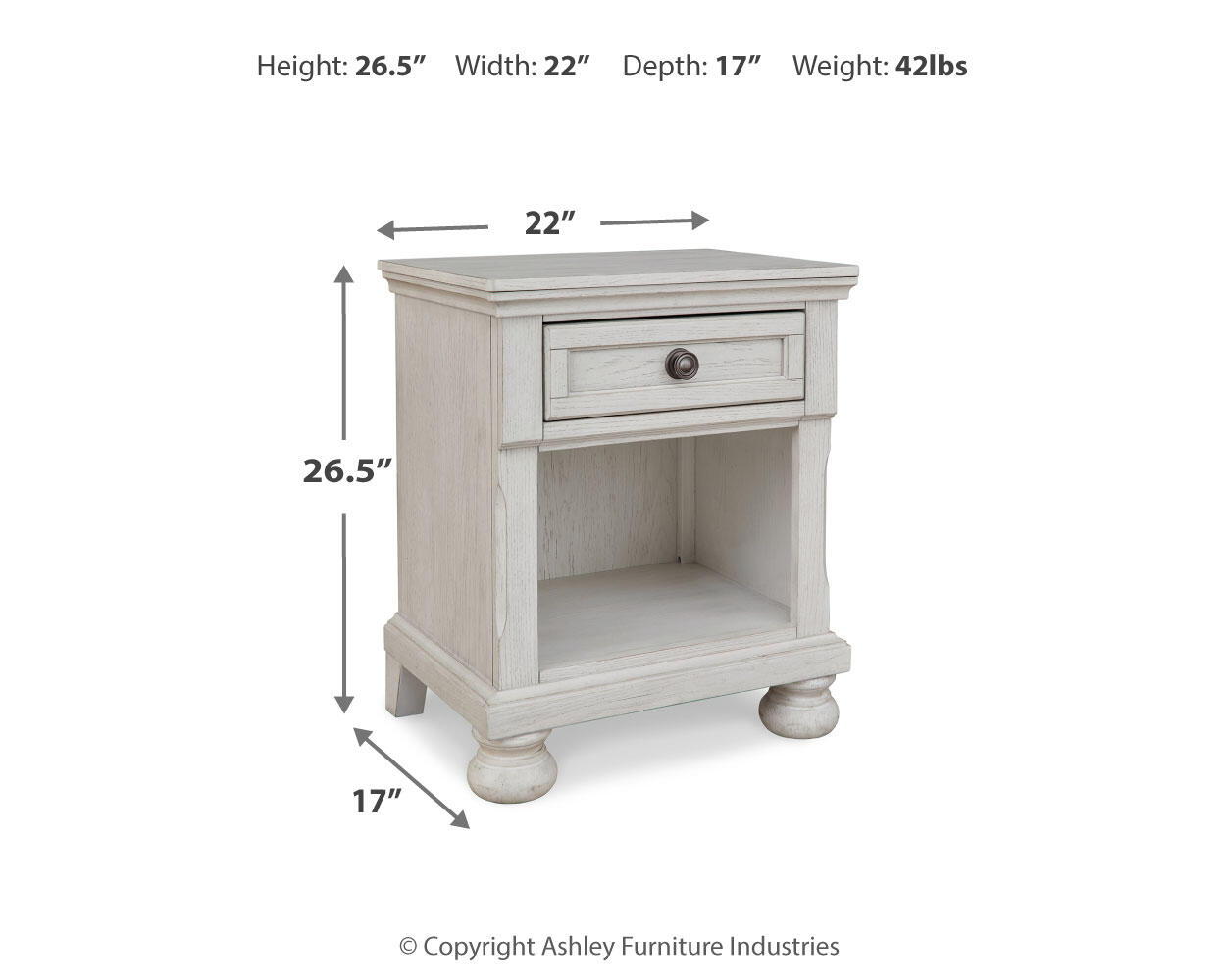 Robbinsdale - One Drawer Night Stand - Antique White