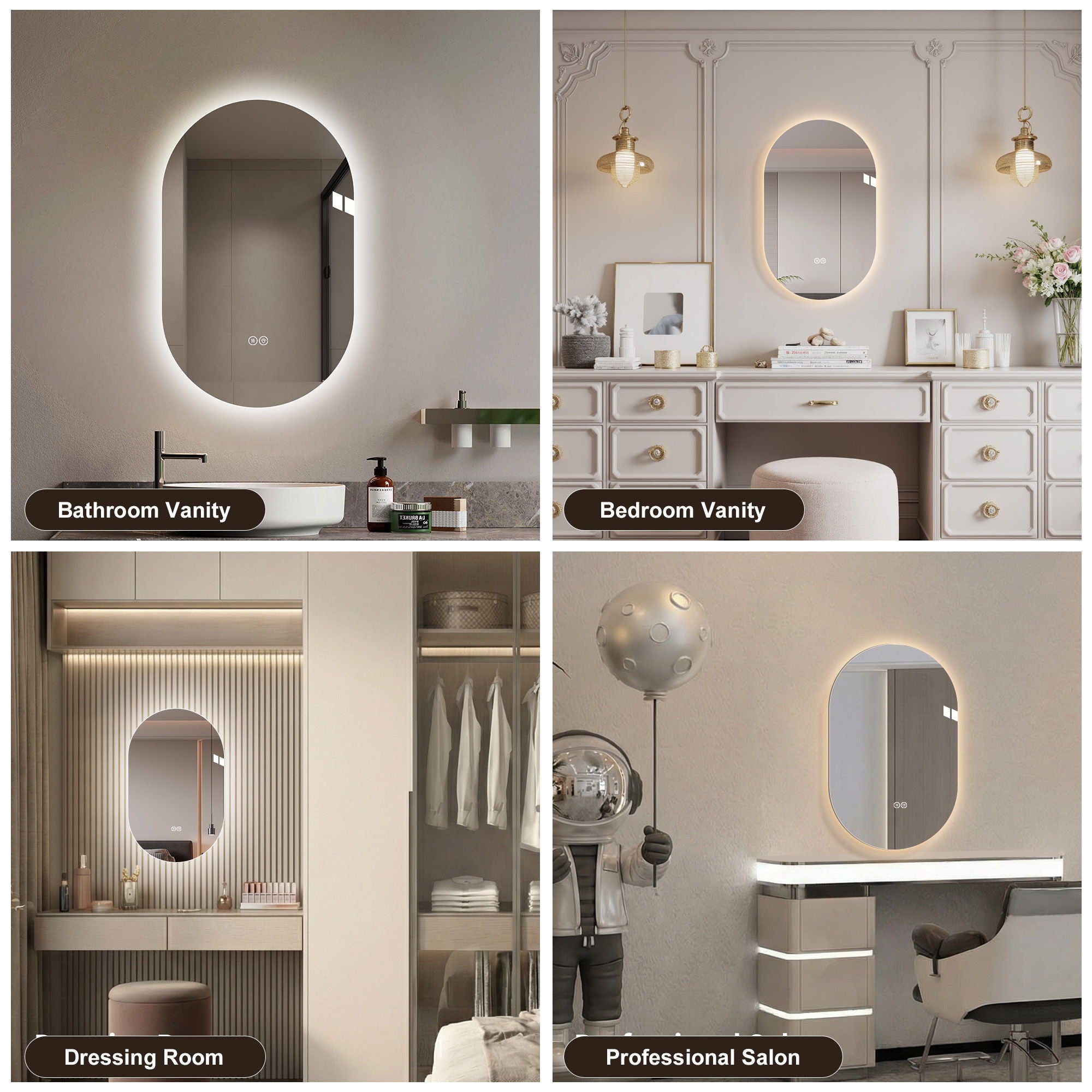 Smart Wall Mounted LED Touch Screen Mirror With Anti-Fog Function And Adjustable Lighting