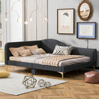 Upholstered Daybed With Headboard And Armrest, Support Legs