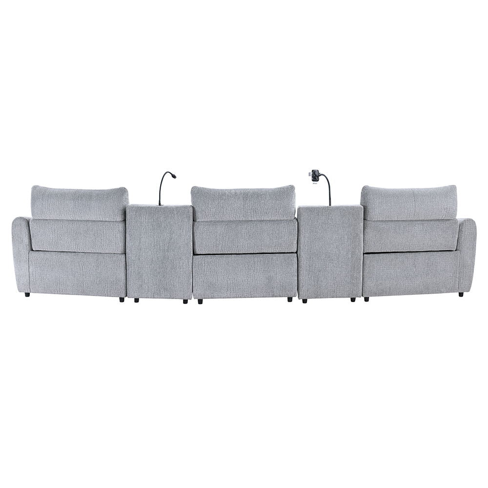 Fullar - Modular Power Motion Armless Recliner - Light Gary Chenille