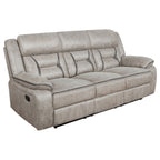 Greer Upholstered Motion Reclining Sofa Taupe