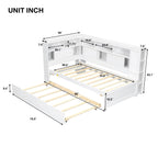 Daybed With Storage Shelves, USB Charging, And Trundle Bed