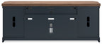 Landocken - XL TV Stand W/Fireplace Option - Brown / Blue